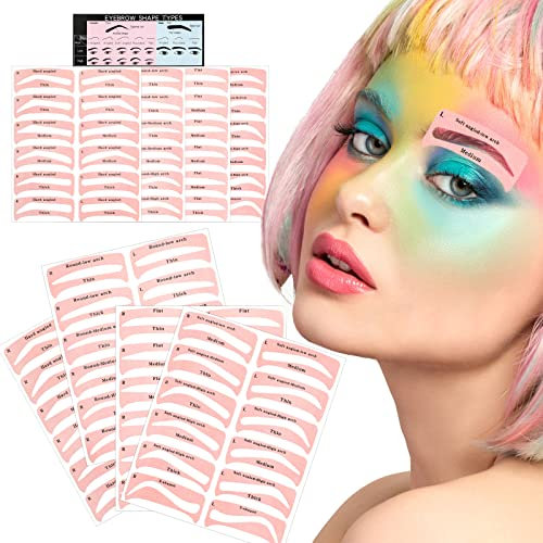 48Paare Augenbrauenstempel, 24Stile Selbstklebend Augenbrauen Schablonen Makeup Brow Stamp Brauenpuder Schablonen Augenbrauen Brow Stamp Shaping Kit DIY Augenbraue Schablone Stempel Set
