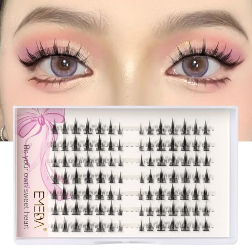 EMEDA Ciglia a grappolo 98 Pcs di ciglia Manga Ciglia fai da te 7 paia DIY Estensioni delle ciglia C curl Ciglia a occhio di gatto Ciglia finte naturali lash ribbons (Manga lashes)