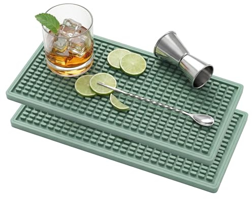 Confezione da 2 tappetini da bar, stuoie per la casa, utensili da bar, tappetino verde da cocktail bar 15,9 x 27,9 cm, adatto per bar, campeggio all'aperto, casa bar mat