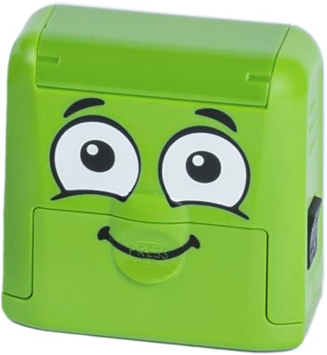DIY MARKY - Anpassbarer Stempel für Kinder | Für Kleidung und Kinderartikel | Enthält Tinte für bis zu 1000 Drucke | Komplettes Set mit Etiketten und Thermo-Klebeband | (Grün)