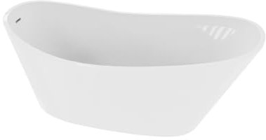 LAVITA Freistehende Badewanne Bellagio 1700 Acryl 170x75x76 cm Badewannen Oval Form Moderne Acryl-Wanne Freistehend 2 Personen 260 L Antimikrobielle Beschichtung Weiß Glanz