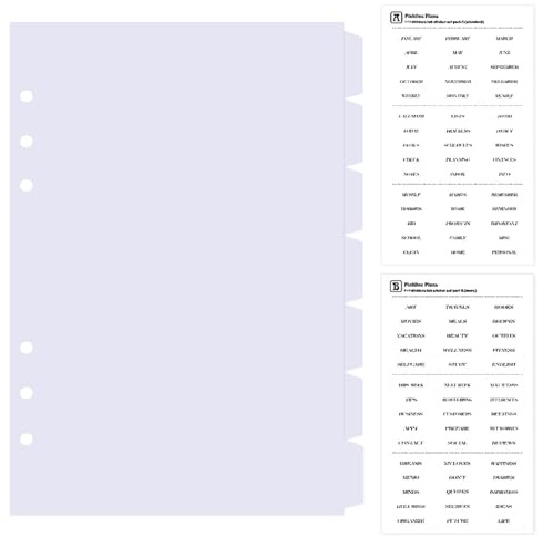DY.2ten Divisores blancos para carpeta de 6 anillos, separadores de plástico resistente de 7 pestañas, divisor de índice A5, separadores de carpeta de 6 agujeros, separadores de pestañas insertables