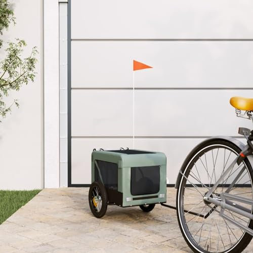 ShGaxin Rimorchio da Bici per Cani Grigio e Nero Oxford e Ferro,Rimorchio da Bici per Cani,Rimorchi per Bicicletta per Cani-93909