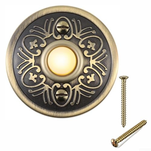 HEBEOT Campanello in metallo pulsante in bronzo, illuminato a LED, interruttore campanello da parete accessori