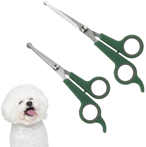 2 PCS Dog Grooming Scissors Professional Pet Grooming Shears 2 Sizes Dog Eye Cutting Scissors with Safety Round Tip Home Pets Grooming Tool for Dogs Cats Small Animals