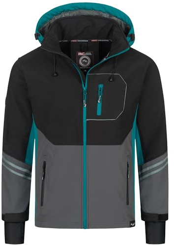 Rock Creek Giacca softshell da uomo per attività all'aria aperta, giacca antivento, giacca di mezza stagione, anorak con cappuccio, giacca antipioggia, giacca invernale da uomo, H-344, turchese scuro