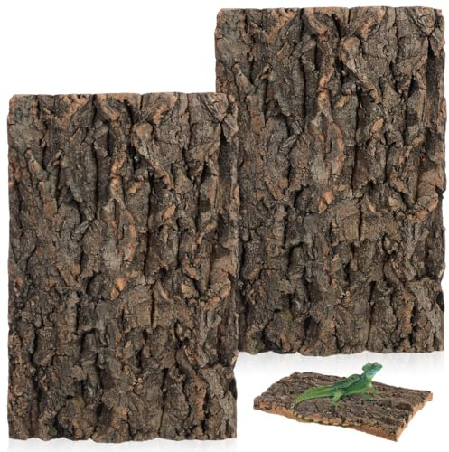 Kisangel 2Pcs Natural Cork Bark Aquarium Centerpiece and Reptile Tree Terrarium Wood Background for Fish Tank Decoration Climbing Mat for Lizard and Turtle Habitat 11.8X7.9 Inches
