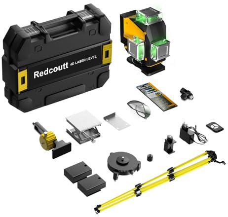 Nivel Laser de línea cruzada verde de 16 líneas con trípode, Nivel LáSer Verde Giratorio 360°, Laser Autonivelante, Incluye BateríAs, Caja de Almacenamiento, Para Obras de