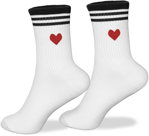 1 par damstrumpor, Stripe Love Damstrumpor Damsportstrumpor Storlek 36-42 Bomull Damstrumpor Dam Atletiskstrumpor Roliga presenter för kvinnor (Vit)
