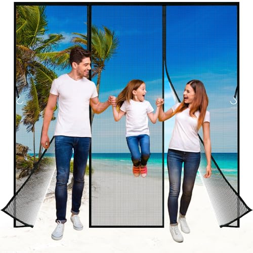 Zephra Rete Zanzariera Magnetica per Porta Doppia Apertura Laterale, 250x230 cm Tenda Anti Mosche, Tenda Zanzariera Porta con Totalmente Calamita, si Chiude da Sola Balcone Nero