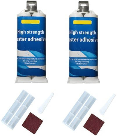 2 PCS Metal Glue, Strong Glue for Repairing Surface Cracks and Fractures, Includes 2 Tubes of 100ml, 2 Scrapers, 2 Push Rods, 2 Sandpapers, Ideal for Metal, Wood, Ceramic