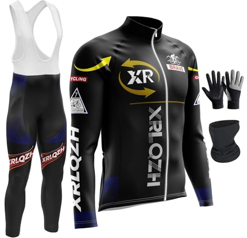 XRLQZH Abbigliamento Completo Ciclismo Uomo Tuta Bici da Corsa Invernale Maglia, Antivento e Caldo, MTB Bici, Manica Lunga Completo Strada MTB Bici,con 9D Imbottiti Gel (TYP-1,L)