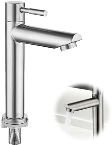 Grifo de Baño de Acero Inoxidable Bravien Mezclador Agua Fría Monotroque Mueble de Lavabo Diseño Moderno Cepillo Fácil Instalación Robinete Duradera para Baño