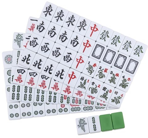 FREEBLOSS Mini Chinese Mahjong Set 144pcs Chinese Mahjong Tiles Portable Traditional Travel Game for Beginners 2.3x1.6x1cm/0.91x0.63x0.39