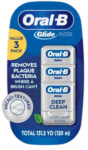Oral B Glide Pro-Health Deep Clean - Hilo dental con sabor a menta fresca, 40 m, 3 unidades, 0.1 kg