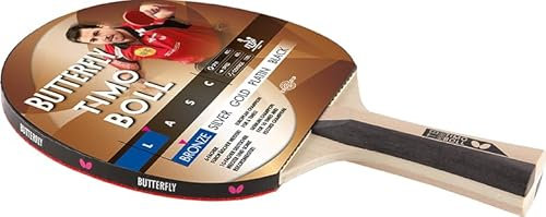 Butterfly Timo Boll Bronze Tischtennisschläger | ambitionierter Freizeitspieler | ITTF zertifizierter Addoy Belag | konkave Griffform | Holzfarbig