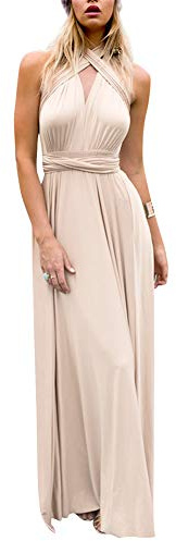 OBEEII Abito da donna da sera sexy con scollo a V, schiena nuda, elegante, convertibile con fasce, abito per cerimonia, matrimonio, damigella d'onore, cocktail, ballo scolastico, festa, arancione, M