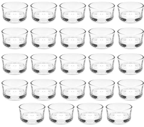 24 Pack Clear Glass Tealight Holders, Wedding Day Decorations, Table Centrepieces, 5 x 2.5 cm