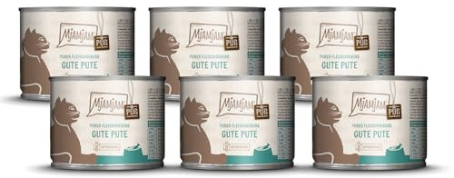 MjAMjAM - premium våtfoder för katter - ren köttnjutning - bra ren kalkon, 6 st (6 x 200 g), spannmålsfri med extra kött