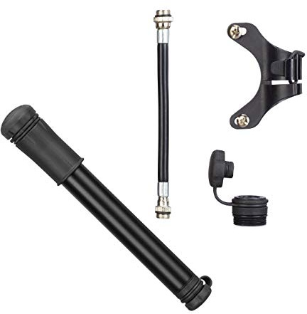 Relaxdays Mini Fahrradpumpe, Rahmenpumpe, mit Halterung, für Presta & Schrader Ventil, Luftpumpe Fahrrad, 19 cm, schwarz