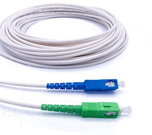 Elfcam® - Câble/Rallonge Fibre Optique ( Freebox ) - Jarretière Simplex Monomode SC-APC à SC-UPC - Blindage et Connecteur Renforcée - Perte Très Fiable - Blanc, 2M
