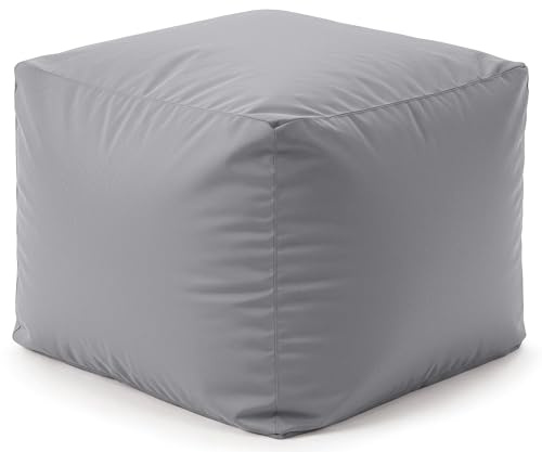 iSTYLE MODE BETTER HOME CHOICE Waterproof Square Shape Bean Bags Indoor Outdoor Seating Garden Footstools Foot Rest Stool Pouffe Ottoman 40x40x40cm (Light Grey)