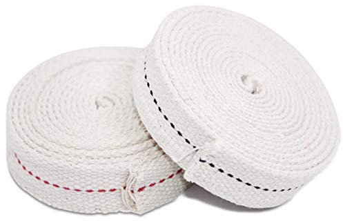 SourceTon 2 rollos de mecha plana de algodón, lámpara de aceite de puntada de 3/4 pulgadas para mecha de aceite de parafina o faroles a base de queroseno, 6.5 pies por rollo (punto negro y rojo)