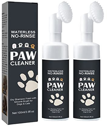 Pfotenreiniger für Hund und Katze Pfotenreiniger Schaum Haustier Fuß Reinigungsschaum Schaum Shampoo für Hunde und Katzen Haustier mit Hundebürste für Katzenpfoten (2 Stück)