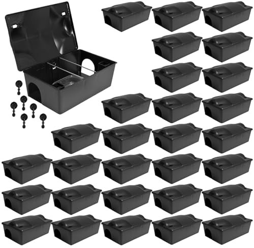 30x Köderstation Ratten Set Köderbox Garten Mausfalle Mäuse Rattenköderbox Box Rattenköderstation Rattenfalle Kinder- Haustiersicher Koederbox Gift Petigi