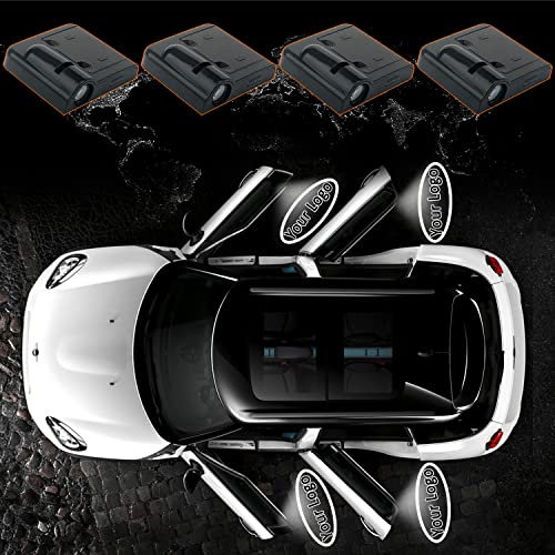 Generisch 4 Stück Personalisierte HD LED TüRbeleuchtung Logo Projektor, Universal Drahtlose Autotür Logo Licht, Einstiegsbeleuchtung für Autotür (Laser Typ) (magnet)
