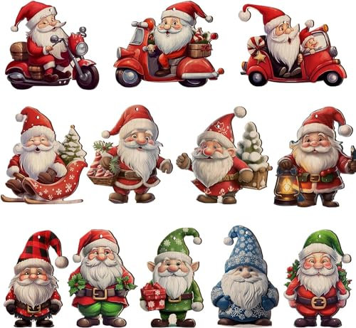 Weihnachten Zwerg Holz Hängende Ornamente, 24 Stück Baumschmuck Holz Weihnachten, Christbaumschmuck Klein, Weihnachtsbaum Anhänger, Weihnachtsmann Elf Weihnachtsbaum Deko