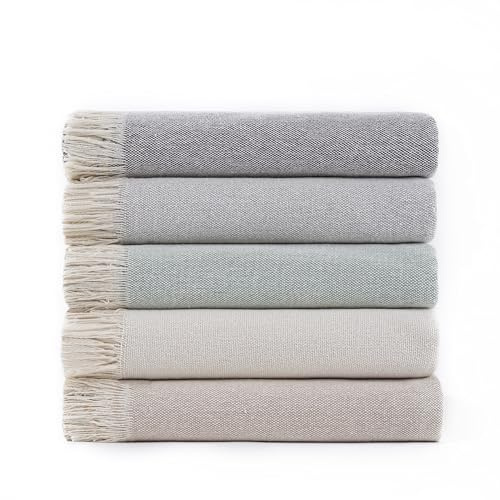 Todocama - Colcha Multiusos Sofa, Manta Foulard, Plaid para Cama, Cubresofa Cubrecama, Jarapas, Fabricado en España, Lisa. (180x260cm, Crema)