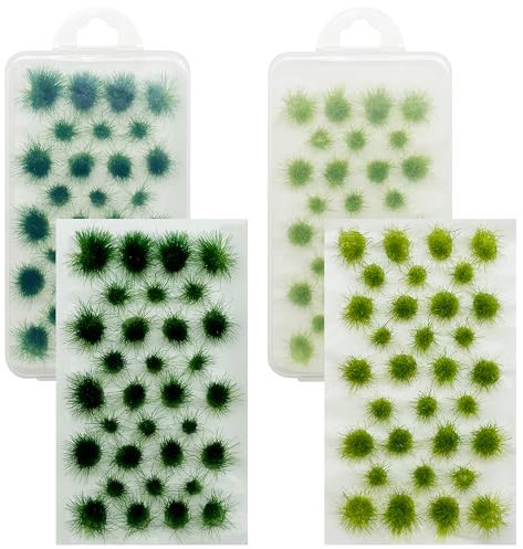 Cayway 64 Pz Static Grass Modelo Árbol Césped Mechones de Hierba Tuft, Modelo de Césped Estático para Tren Paisaje Ferroviario, Verde Oscuro y Verde Claro