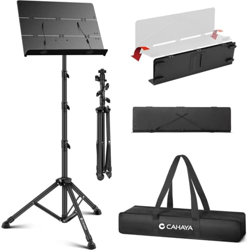 CAHAYA Sheet Music Stand Foldable Tri-fold Panel Portable for Travel