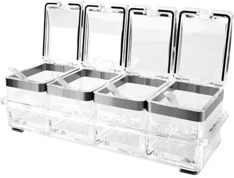 NAMOARLY Caja De Condimentos Recipientes Para Condimentos Tapa Contenedores De Especias De Acrílico Transparente Caja De Especias Para Cocina Tarro De Para Organizar