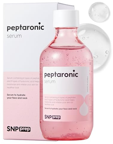 Sérum SNP Prep Peptaronic – Sérum coréen pour le visage et le corps avec 6 peptides et 5 types d'acides hyaluroniques pour des soins hydratants raffermissants, une hydratation non grasse, 220ml.