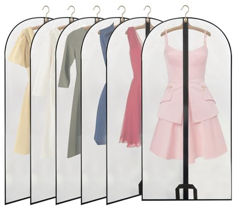 AWBEOT 6 Piezas Fundas Ropa Armario Transparentes 60 * 120 cm Fundas de Ropa de PEVA Bolsas para Ropá a Prueba de Polvo Transpirable Bolsa Portatrajes para Camisas,Trajes,Jerseys（Mediana,Negra）