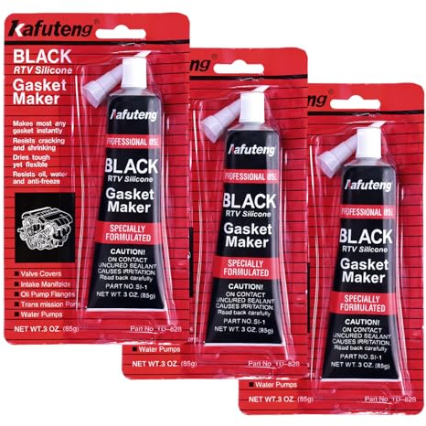Rieoany 3 Pack Gasket Sealant Gasket Maker Oil and High Temperature Resistant Black Silicone Sealant for Automotive Motorbike Machine Equipment Repairing 85g