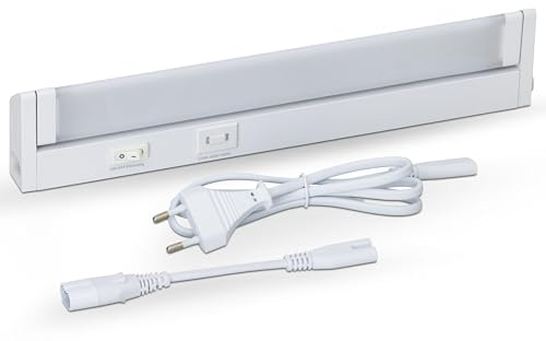 SEBSON Lampara LED bajo Mueble Cocina 30cm - Regulable, 3 Colores 2700K/4000K/6500K, Orientable - Interruptor y Enchufe 230V, Barra LED Ampliable