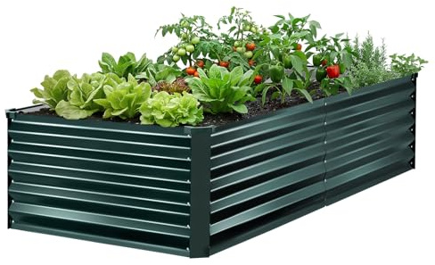 VEVOR Fioriera Rialzata in Metallo Zincata 2030x1020x460 mm, Aiuola Rialzata per Giardinaggio Rettangolare da Esterno Fioriera Rialzata Coltivazione Fiori Verdure Piante Orto Balcone Giardino