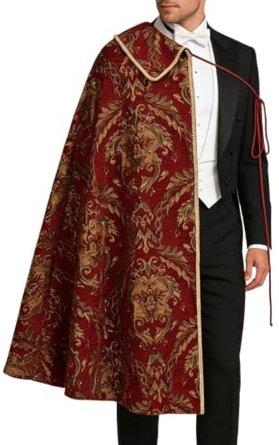 Ergonomic Medeltida Mantel, Halv Axel Adlig, Dräkt Med Brokadmönster | Ergonomic Versatile Renässans, Från Renässansen, Teaterframträdanden Halloweenfestivaler Cosplay, och Rollspel Outdoor