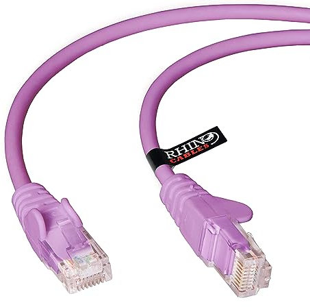 rhinocables CAT 5e High-Speed Ethernet Cable - Reliable LAN Network RJ45 Cable for Fast Internet & Data Transfer | Durable WiFi Broadband Cable for Gaming & Streaming, (2m, Purple, Pack of 1)