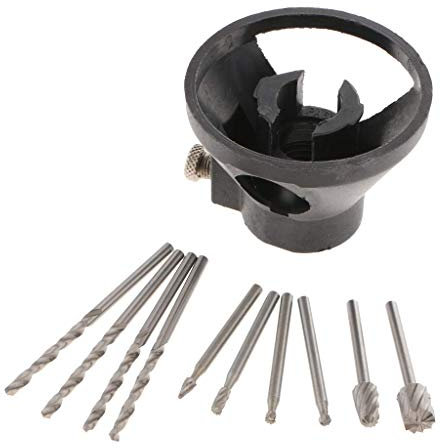 11pcs/1set Rotary Multi Tool kit/Cutting Guide Attachment Kit/Carving Rotary Locator/Router Drill Bits Set HSS AOD