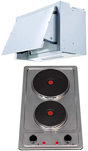 SIA 30cm Stainless Steel 2 Zone Electric Plate Hob And 60cm Integrated Extractor