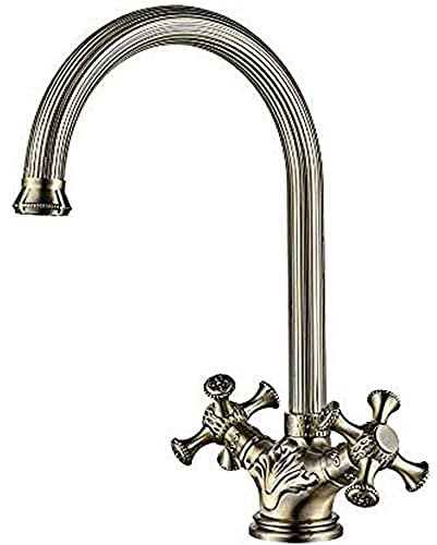 Ibergrif M22117 Robinet de Cuisine Poignée Double, Mitigeur d'évier de Retro, Bronze