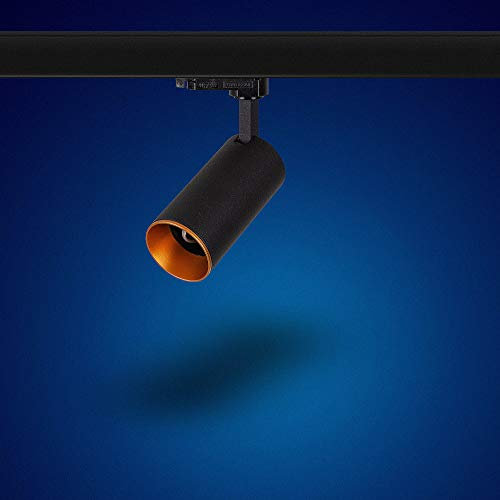 Mextronic TRAHLER GU10-3 fasi: faretto girevole e orientabile per sistema binario – Lampada a 3 fasi in nero oro (Genius L502)