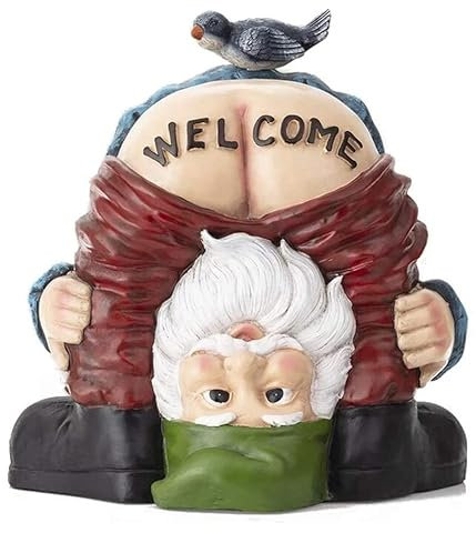 Welcome Garden Gnomes Ornaments-Garden Gnome Statue,Funny Waterproof Resin Dwarf Craft for Lawn Ornaments, Indoor or Outdoor Decorations