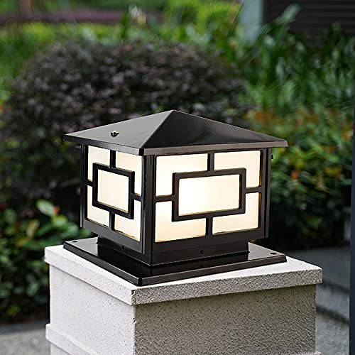 Mengjay Trade Apparecchio illuminazione paesaggio E27 Luce esterno esterni Piedistallo Impermeabile Giardino Luci colonna Lanterna alluminio Porta Cancello per prato Cortile terrazze IP44（26x30cm）