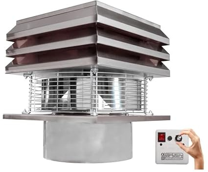 Gemi Elettronica Aspiratore per camino In ACCIAIO per canna fumaria tonda Professionale Da Tetto Aspirafumo Elettrico Tiracamino Tirafumo Comignolo Bbq (25 cm - 250 mm)