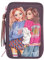 Depesche 11534 TOPModel College - Gefüllte 3-Fach Federtasche in Braun und Rosa, Federmäppchen mit Buntstiften, Lineal, Schere UVM.